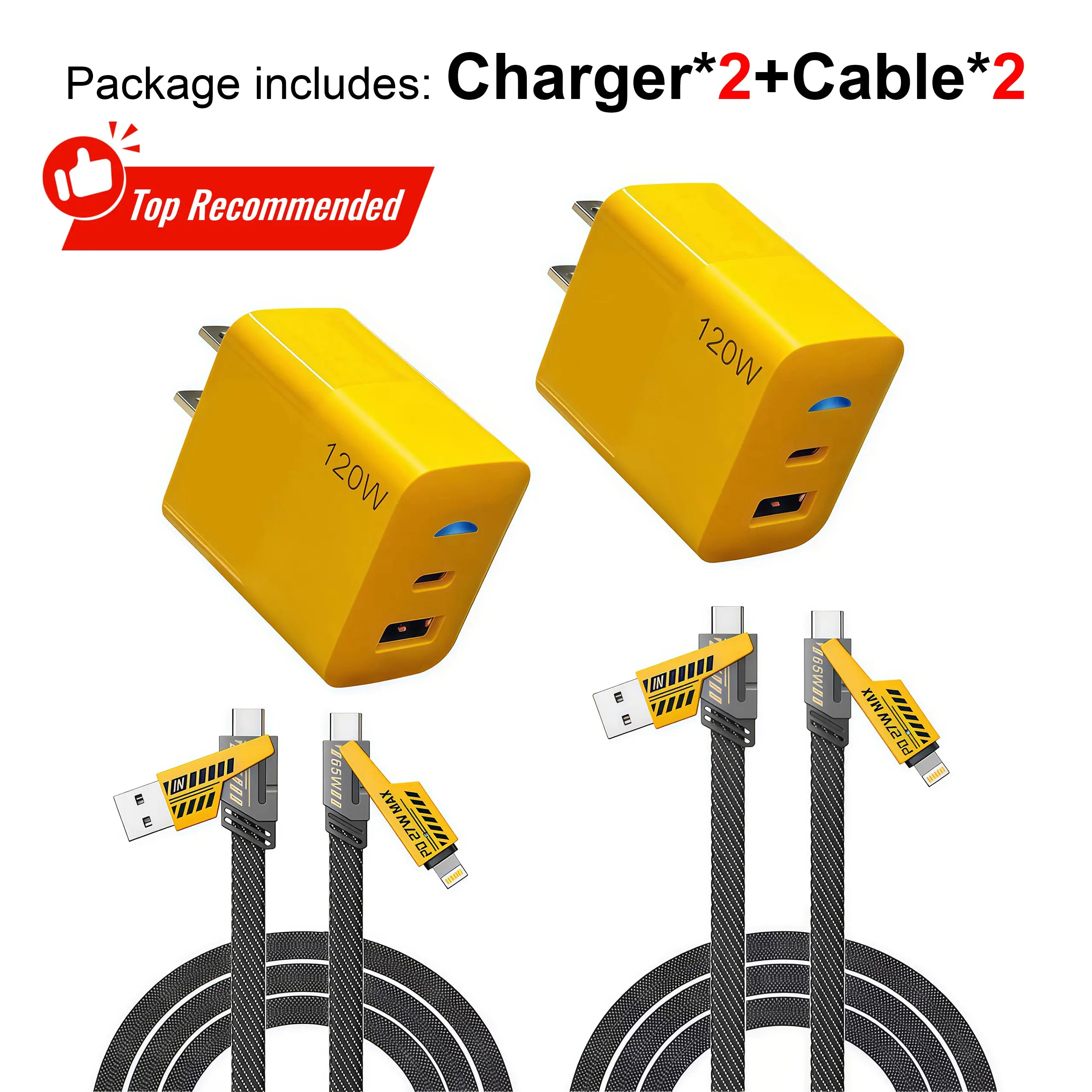 1-Pack Portable Fast Charger, Type C/USB A Dual Ports Adapter,4 in 1 Fast Charging Cable & Data Sync, 5FT Flat Braided Charger Cord for iPhone 17/16/15/14/13/12Pro Max/iPad/Airpods/Samsung Series Phone Accessories