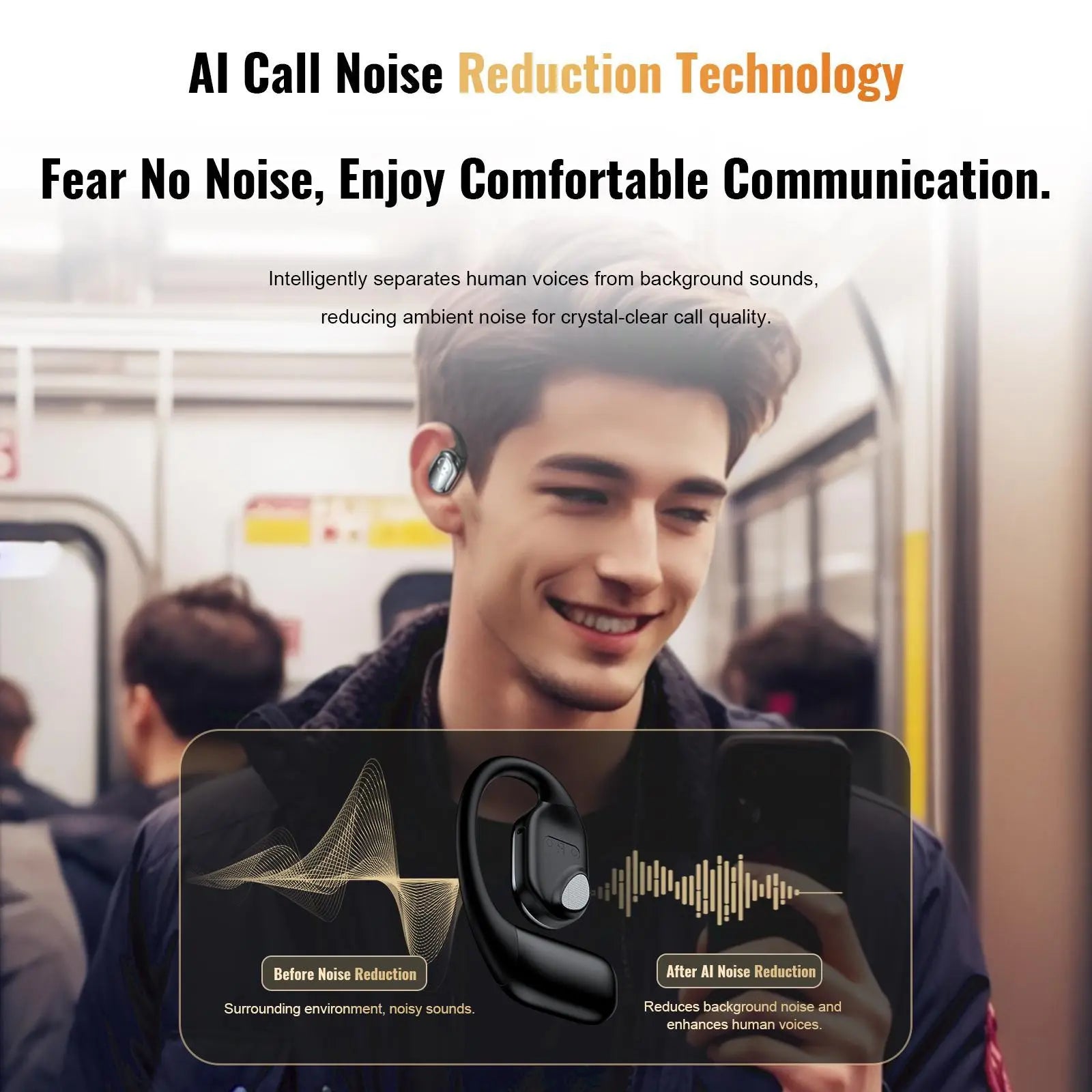 Petector OS-S1 Wireless Bluetooth Earbuds, Bluetooth 5.4 Earphones for Faster, Stable Connection & Low Power Use, Fast Charging, Touch Controls, Supports 164 Languages with APP