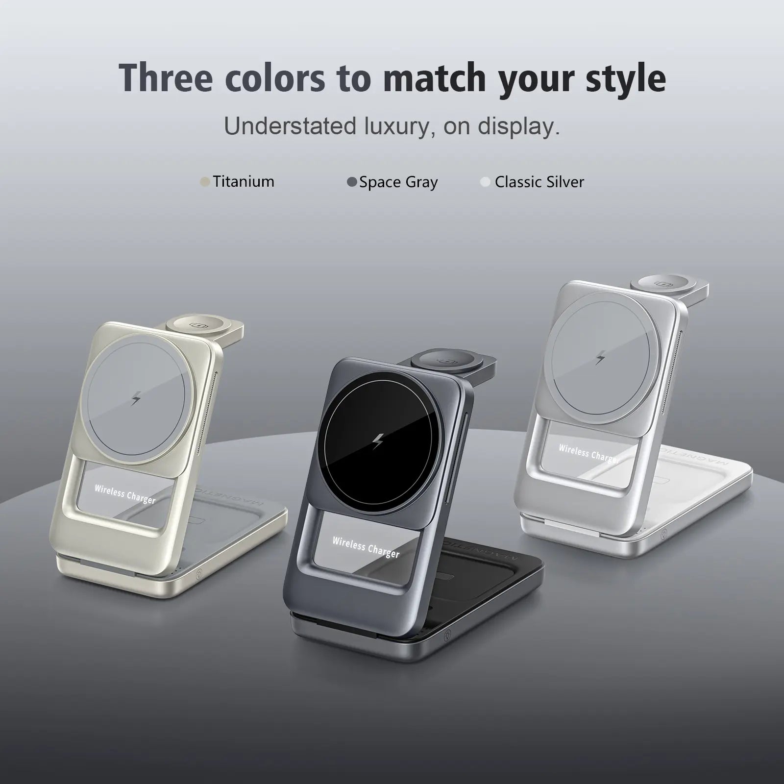 3 in 1 Magnetic Wireless Charging Station Mag-safe Charger Stand Magnetic Charger Dock 15W for iPhone 16 15 14 13 12 Series, For iwatch 3- 10 SE/Ultra, For Air 2-4 Pro, Space-saving, Exquisite Gift