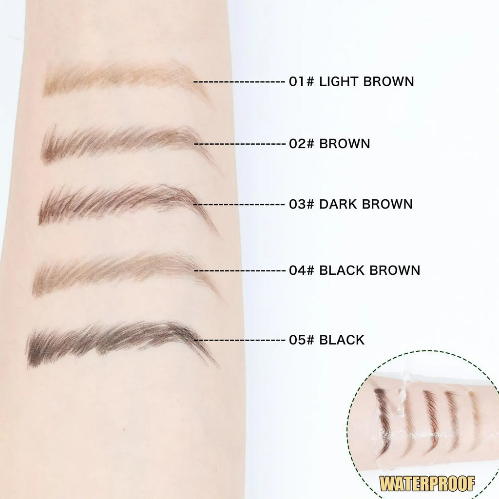 2-in-1 Dual Head 4D Eyebrow Pen with Micro Fork Tip & Fine Brush Tip, Waterproof Long Wear Brow Pencil for Hair Like Natural Strokes, Easy Brow Filling, Shaping & Blending for Beginners Soft Glam Look.